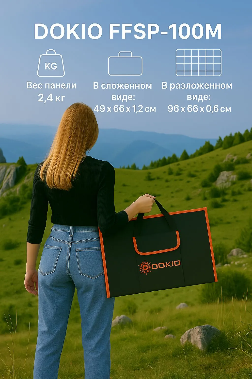 Солнечная панель Dokio FFSP-110M, складная, 100 Вт, фото 2
