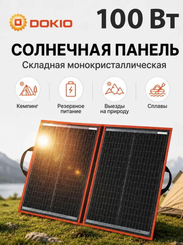 Солнечная панель Dokio FFSP-110M, складная, 100 Вт