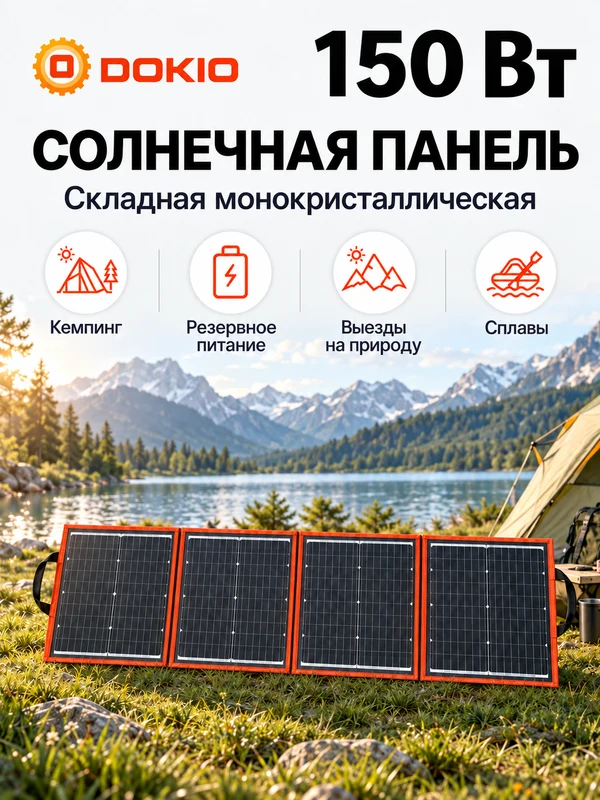 Солнечная панель Dokio FFSP-160M, складная, 150 Вт