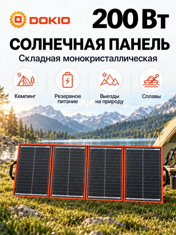 Солнечная панель Dokio FFSP-220M, складная, 200 Вт