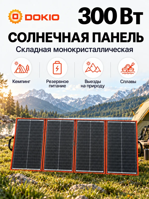 Солнечная панель DOKIO FFSP-320M, складная, 300 Вт, фото 1