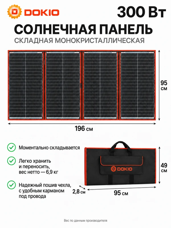Солнечная панель DOKIO FFSP-320M, складная, 300 Вт, фото 5